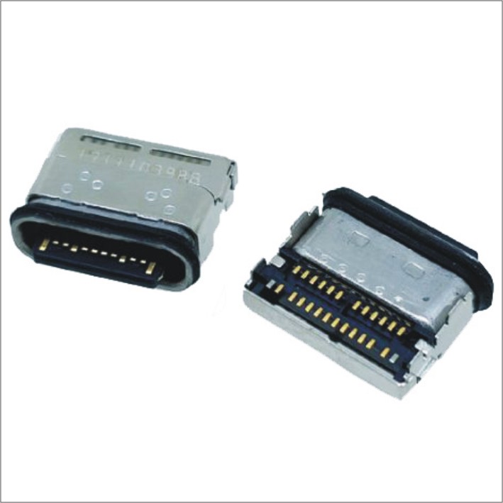 USB C Female Rev 3.1 R/A SMT Type 24P Waterproof