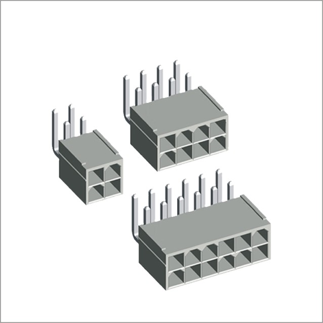Mini-Fit Header 4.2mm R/A Dip Type With Peg Double Row