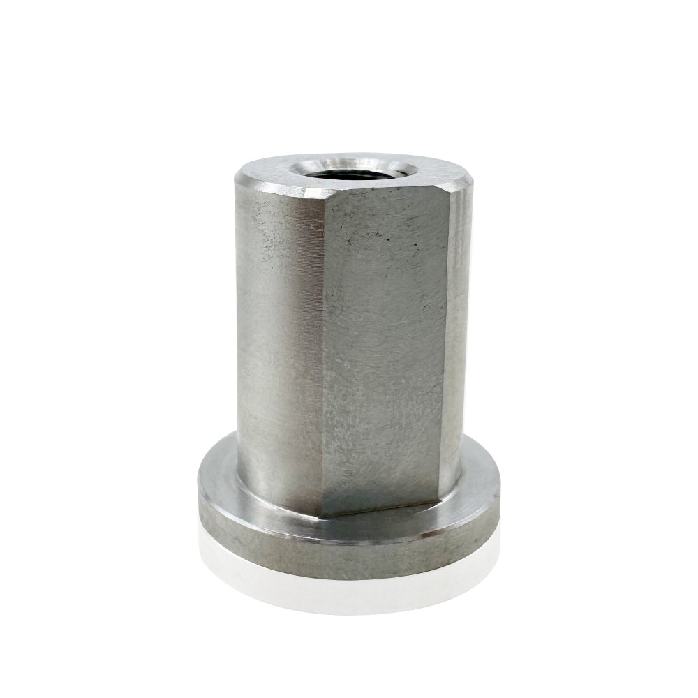 Custom CNC Turned Hexagonal Flanged Internal Thread Bushing