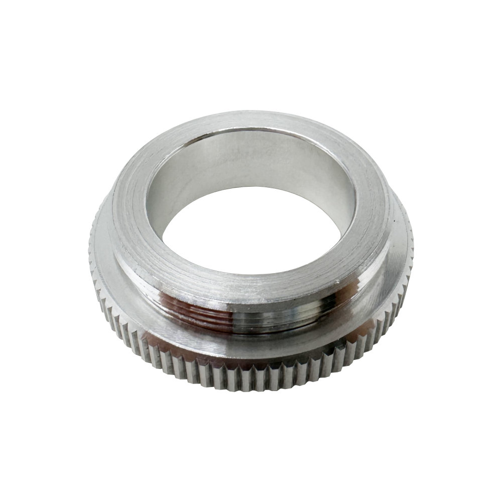 Custom CNC Turned Knurled Stepped Threaded Ring