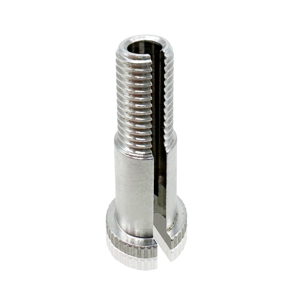 Custom CNC Turned Knurled Threaded Split Collet Chuck