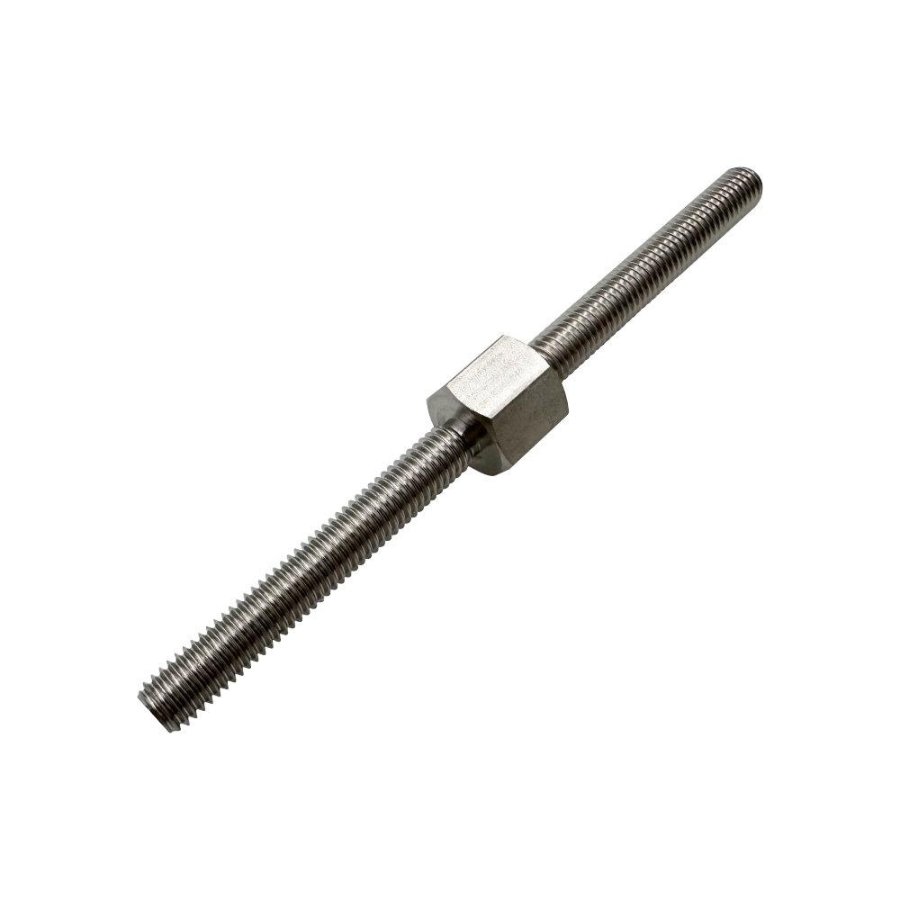 Custom CNC Turned Double End Threaded Stud with Hex Spacer
