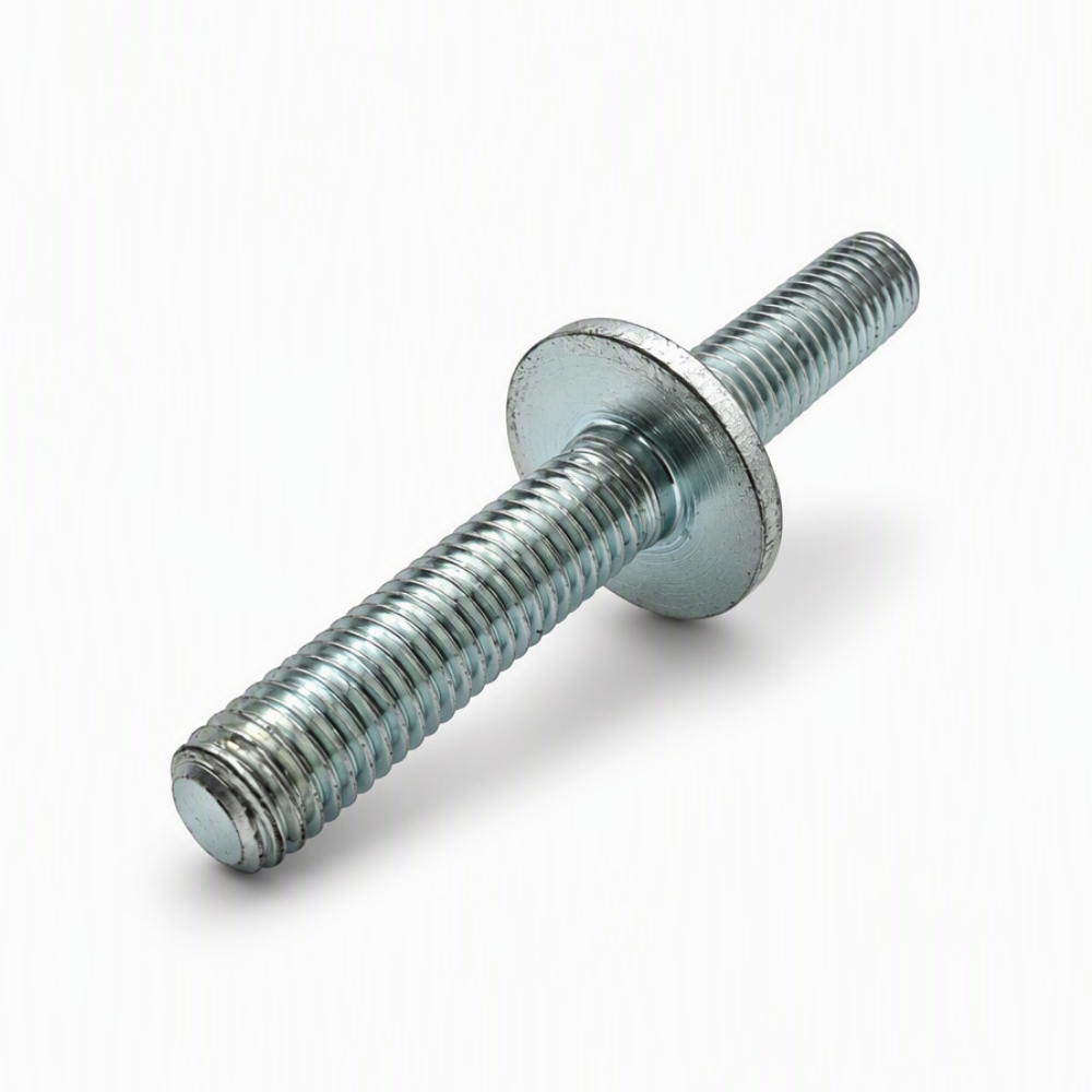 Custom CNC Turned Double End Threaded Stud with Center Flange
