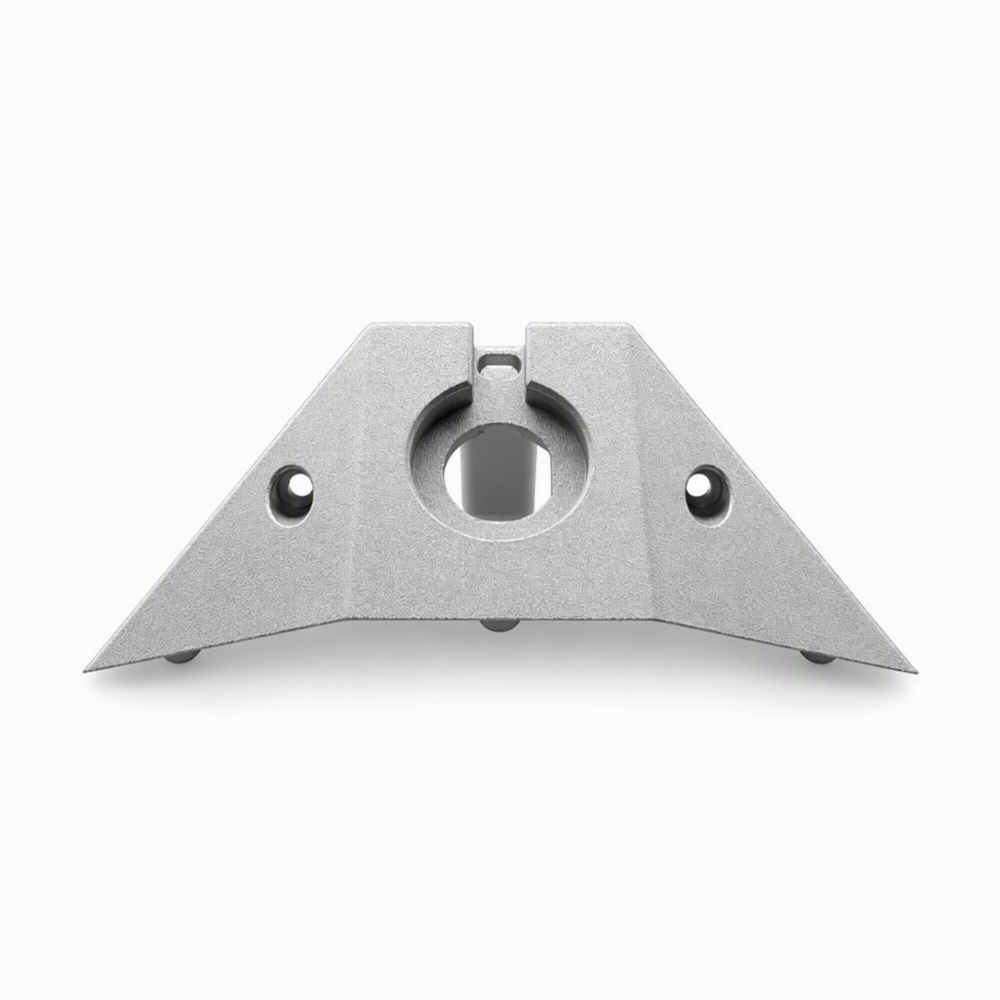 Custom CNC machined bracket with split bore and two mounting holes