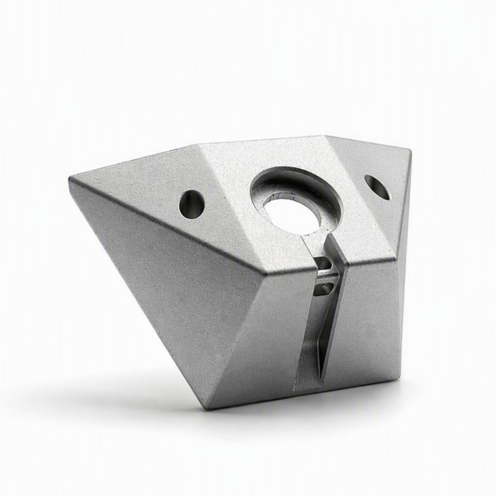Custom CNC machined bracket with split bore and mounting holes
