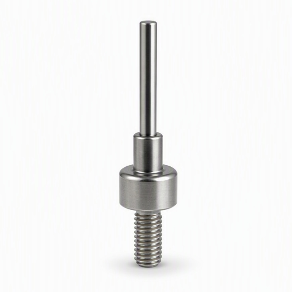 Custom Stepped Shaft with Threaded End and Long Pin
