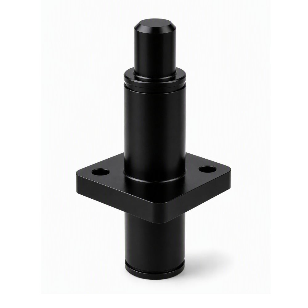 Custom Flanged Shaft with Square Mounting Plate and Grooves