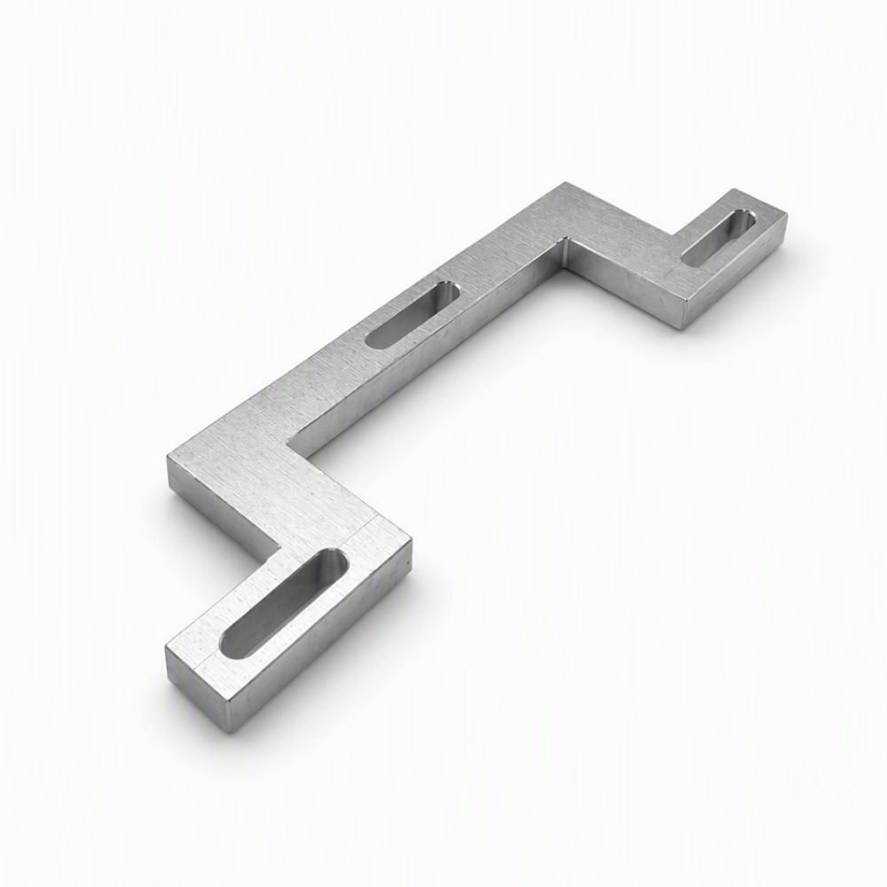 Custom Machined Bracket with Offset Profile and Three Slots